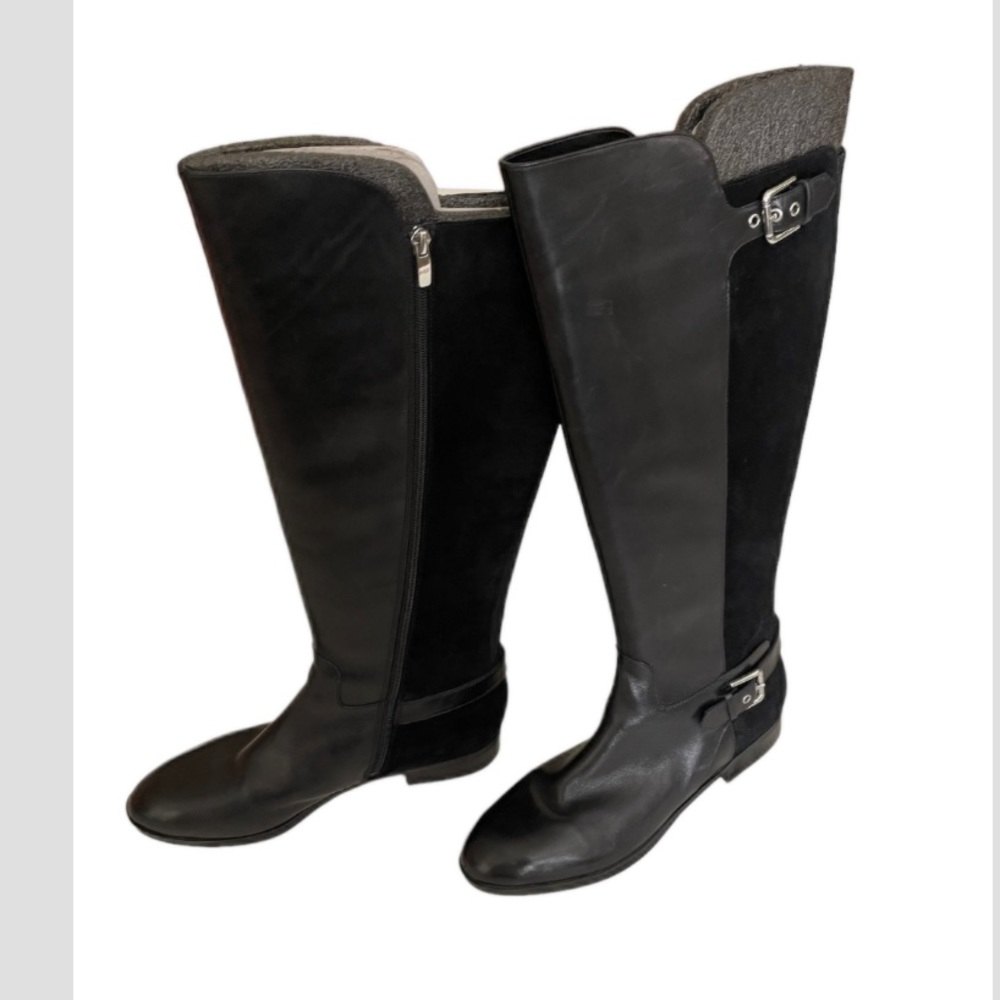 Marc Fischer Black Leather Upper Riding Boots Size:11